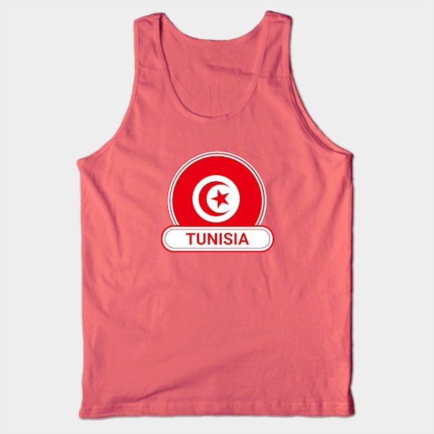 Tunisia Country Badge - Tunisia Flag Tank Top by Yesteeyear